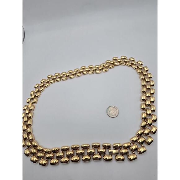 Vintage Erwin Pearl Chunky Choker Chain Necklace Gold Tone - Picture 5 of 7